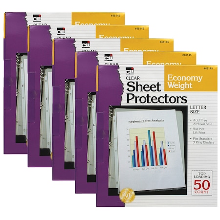 Charles Leonard Sheet Protectors, Economy Weight, Letter Size, Clear, PK250 48145